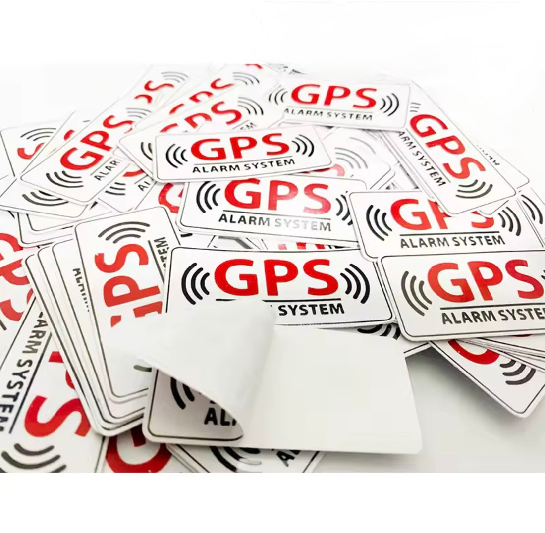 Pack de 50 autocollants GPS Alarmes – Sécurité Totale